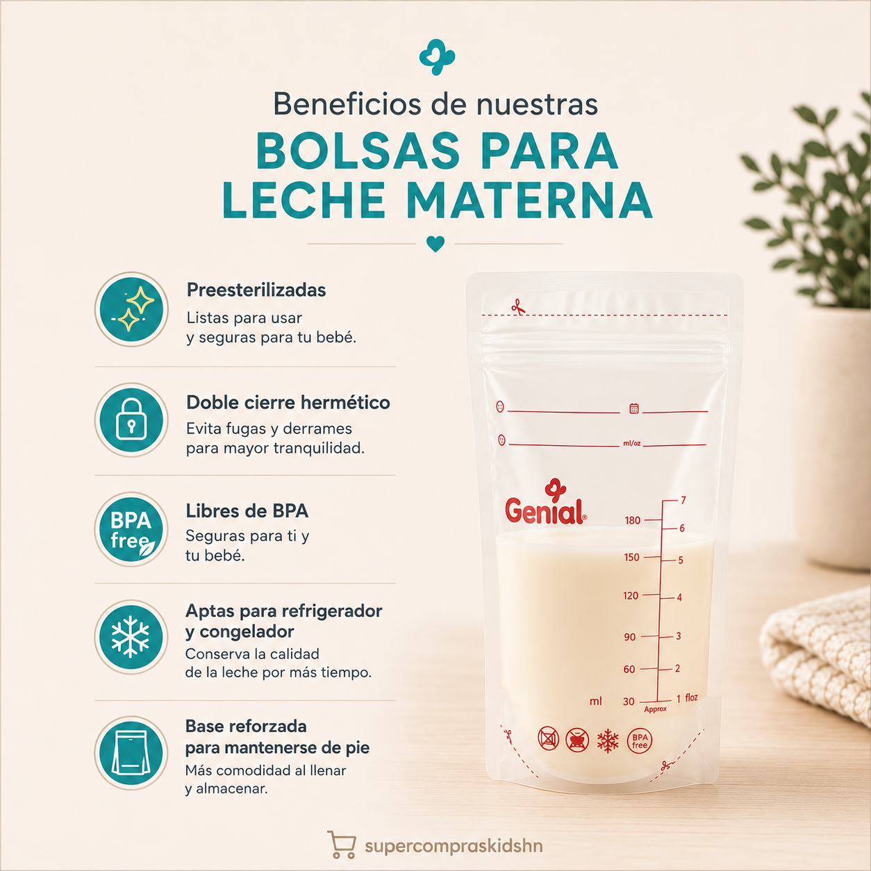 Bolsas para almacenamiento de leche materna Genial