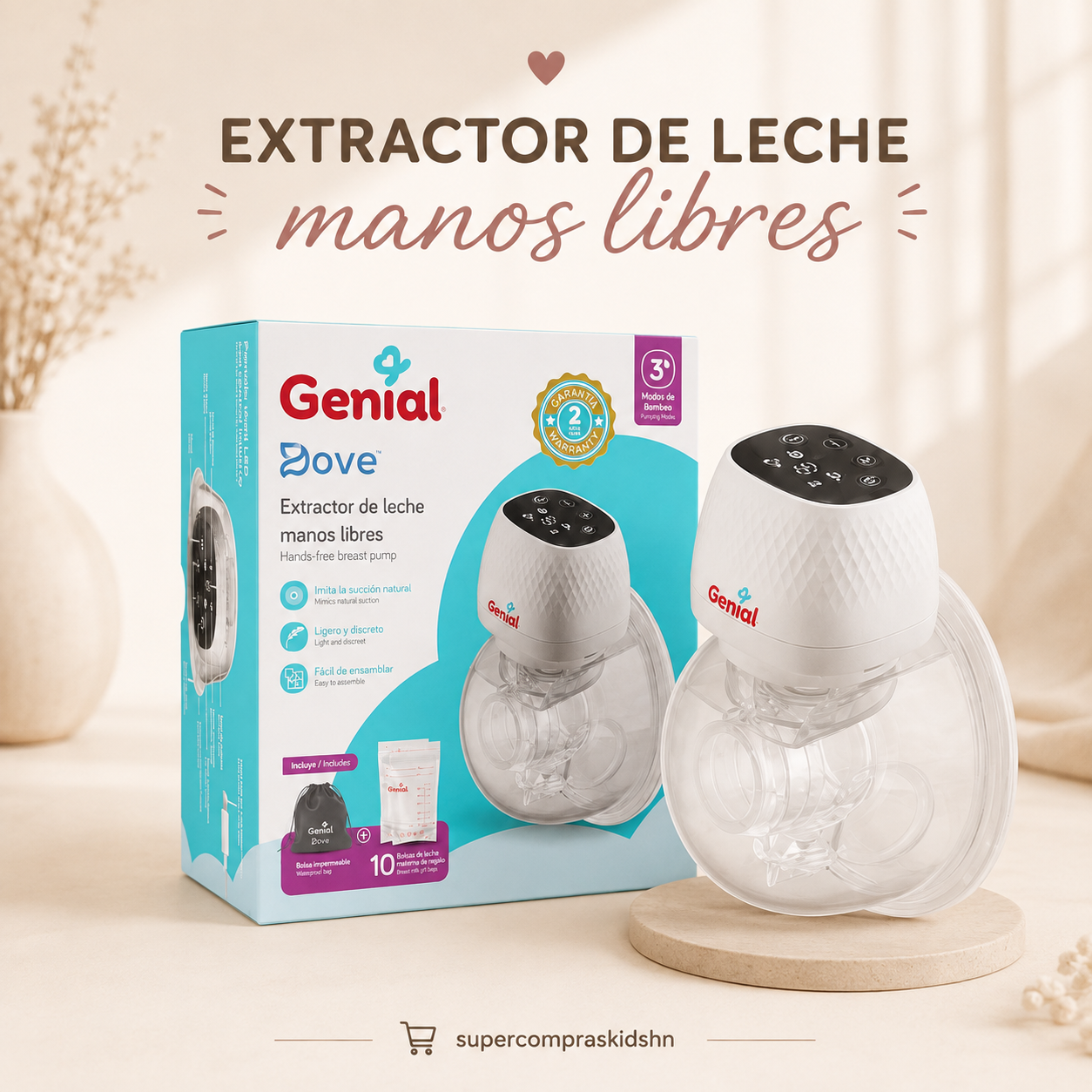 Extractor de leche manos libres Genial Dove