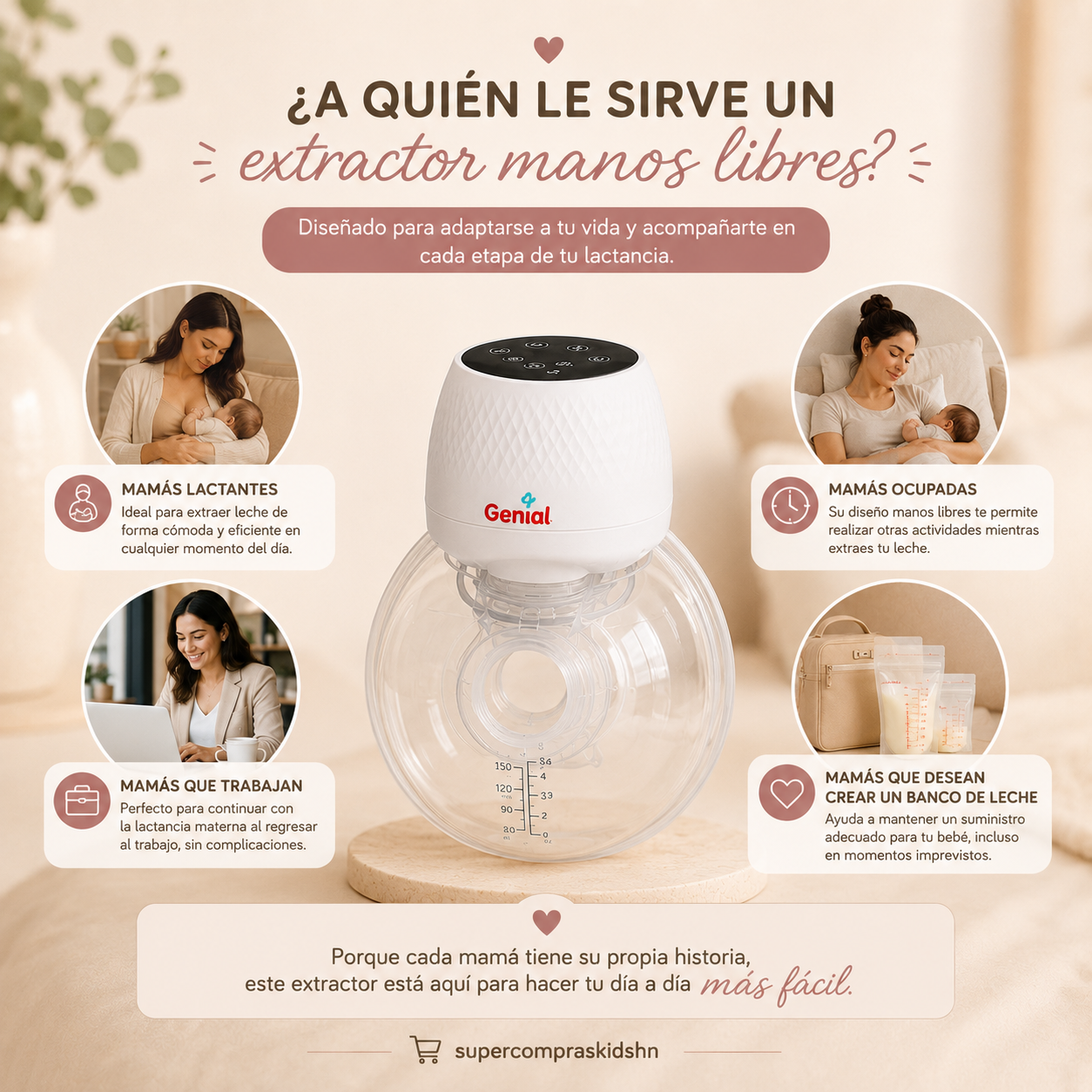 Extractor de leche manos libres Genial Dove