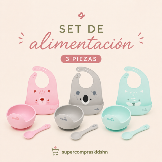 Set de alimentación de silicona Genial – 3 piezas