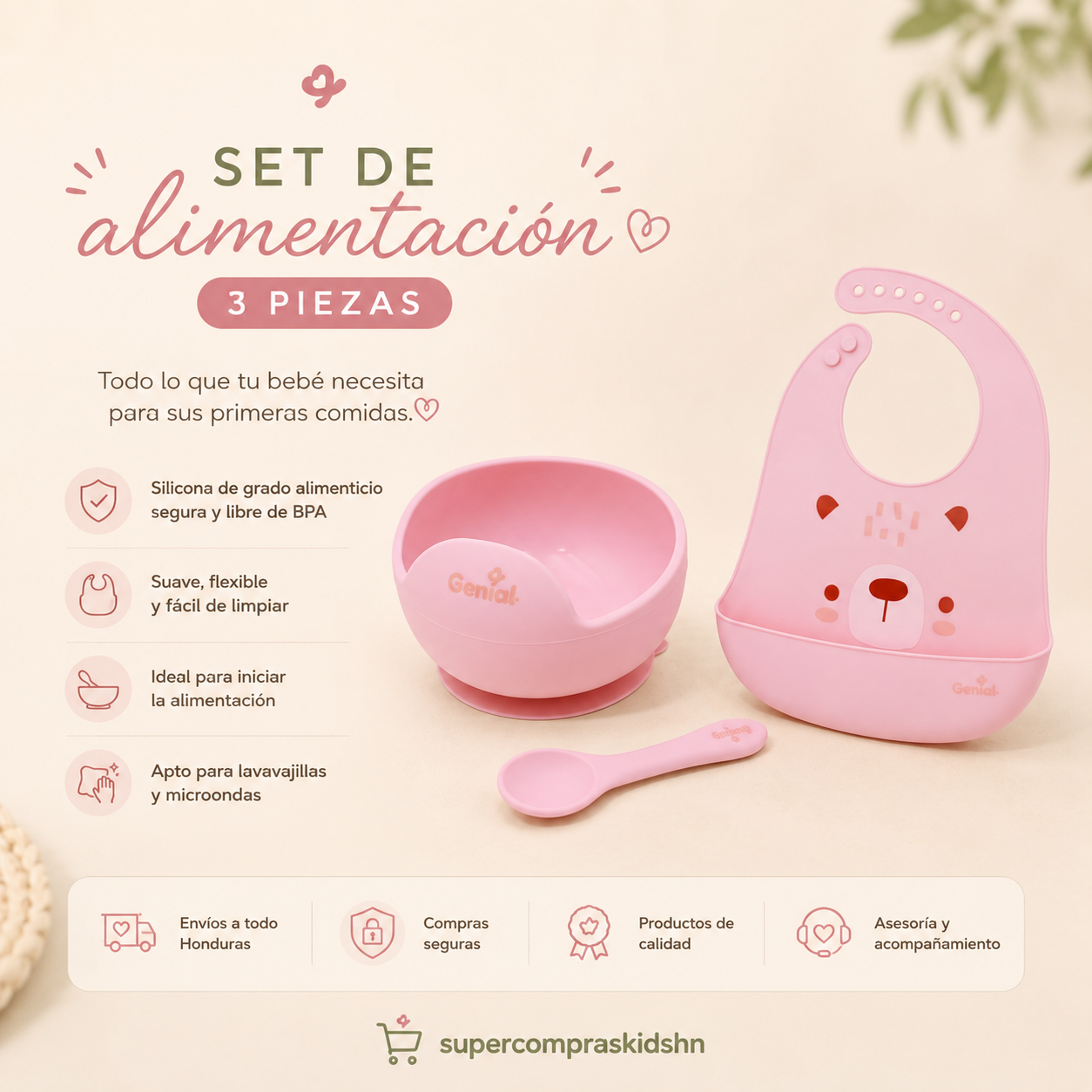 Set de alimentación de silicona Genial – 3 piezas