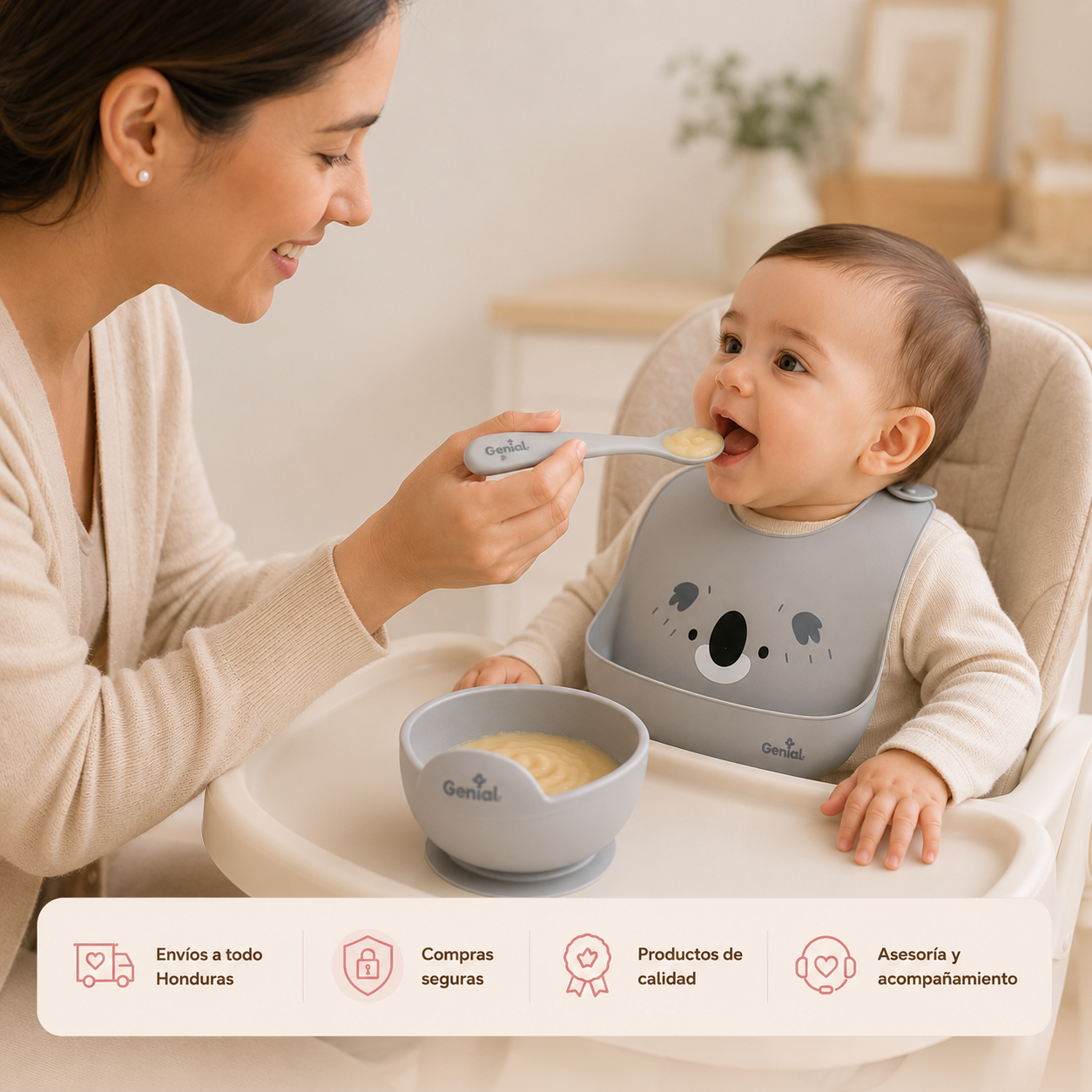 Set de alimentación de silicona Genial – 3 piezas