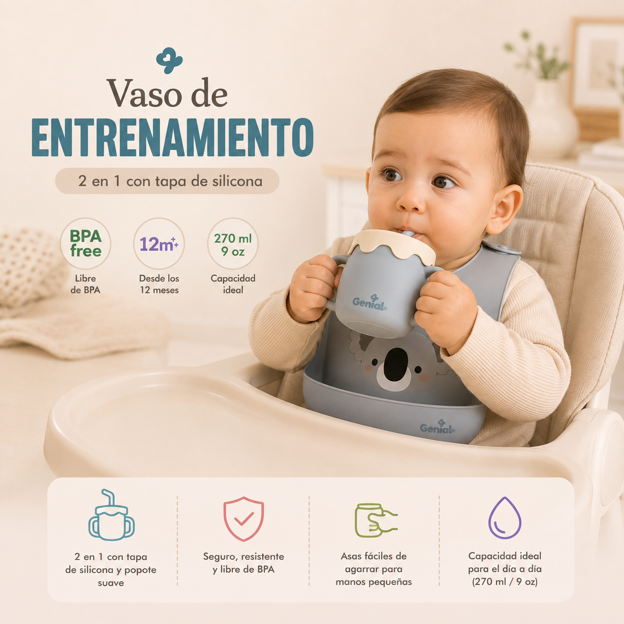 Vaso de entrenamiento 2 en 1 Genial