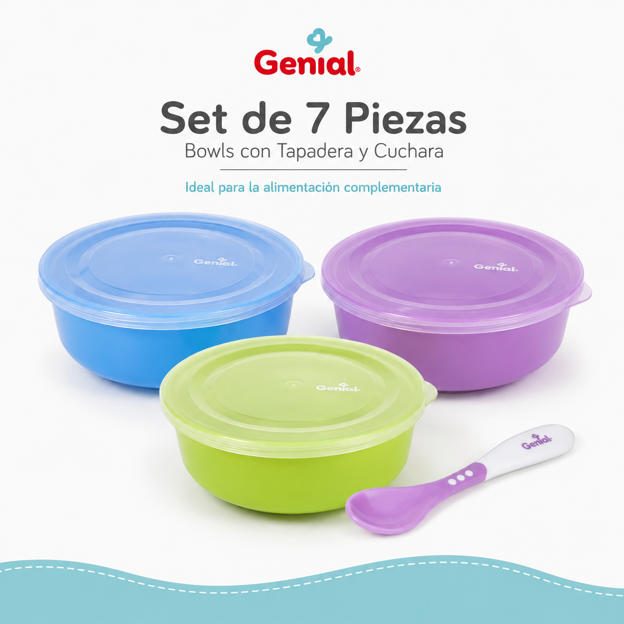Set de 7 piezas Genial – Bowls con tapadera y cuchara