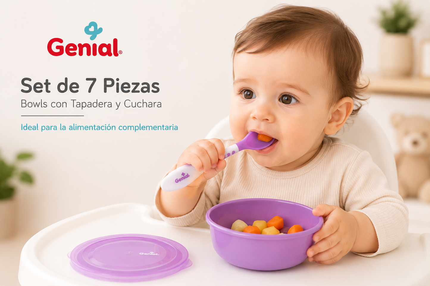 Set de 7 piezas Genial – Bowls con tapadera y cuchara