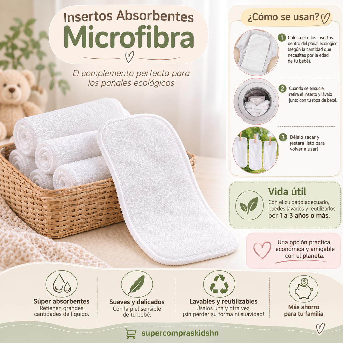 Insertos absorbentes de microfibra