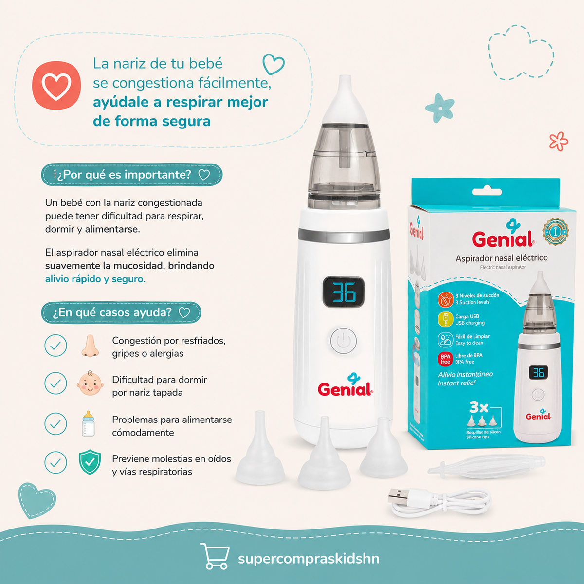 Aspirador Nasal Eléctrico Genial