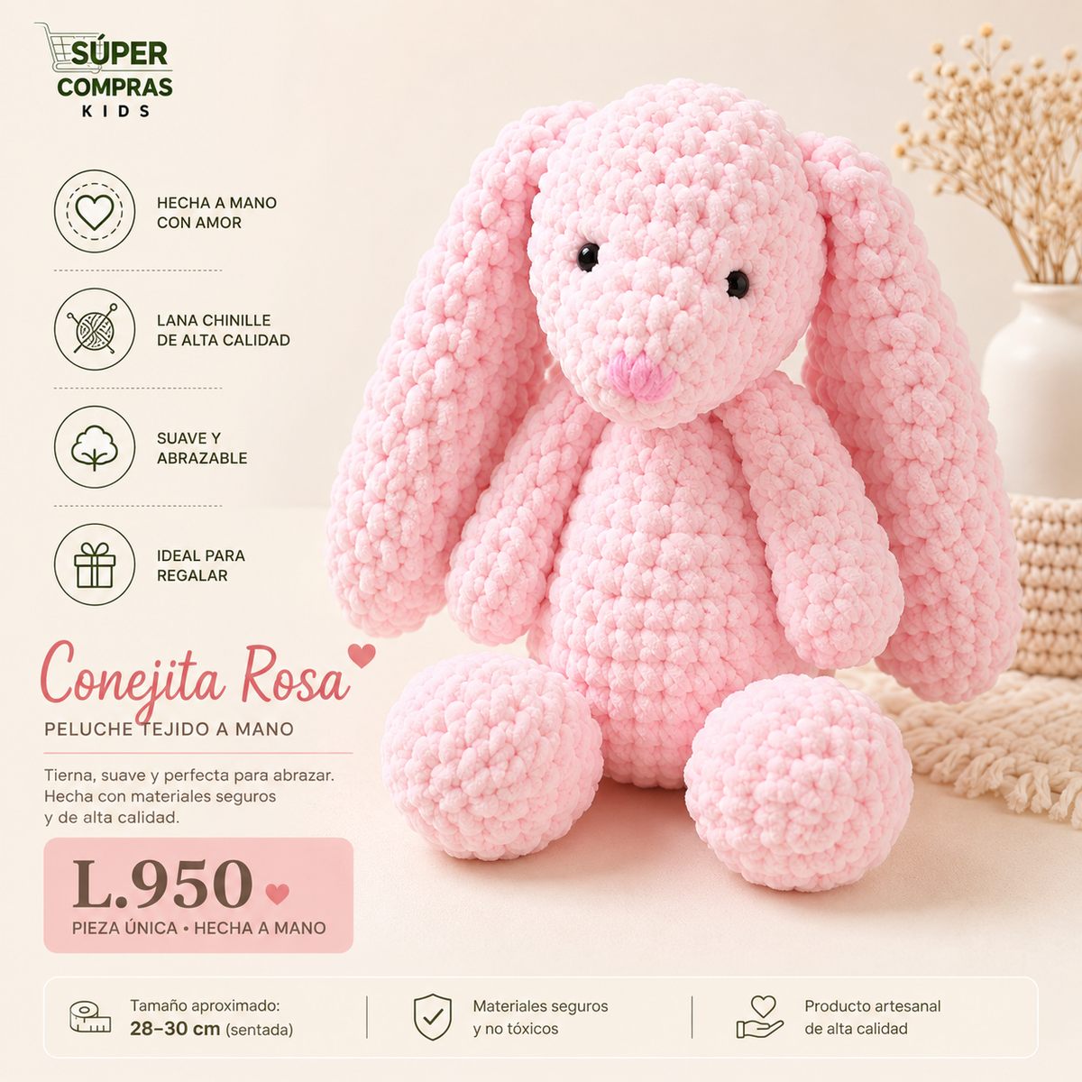 Conejita de Crochet Hecha a Mano